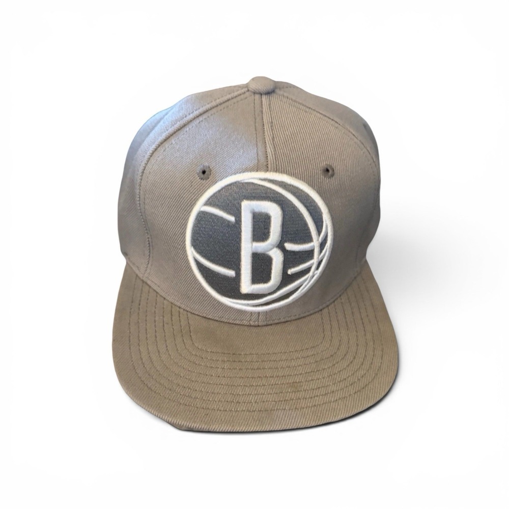 Brooklyn Nets Mitchell Ness Snapback Hat Gray White NBA Cap Discontinued